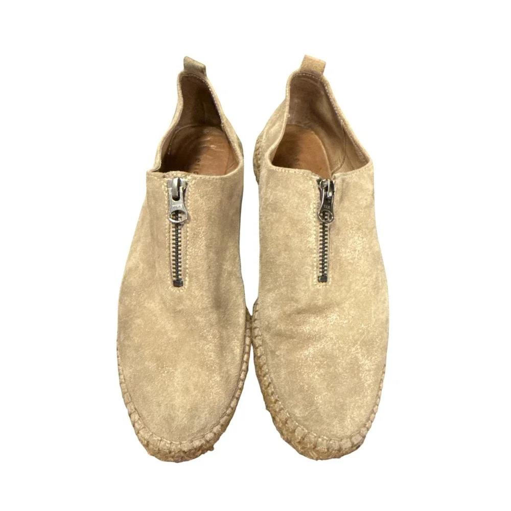 Eric Michael Espadrille‎ Flats Women 41 Tan Metallic Suede Zip Spain